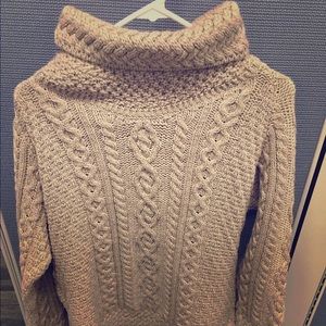 Vintage Irish Merino Wool Turtleneck Cableknit